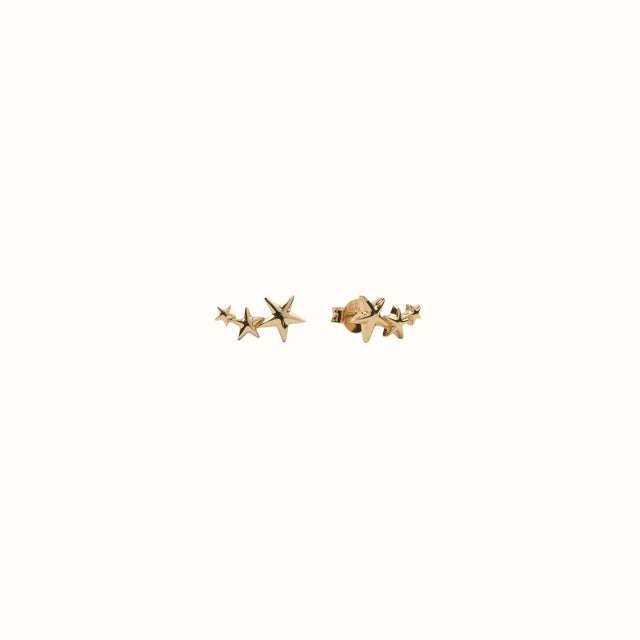 Oorknopjes Parade earrings three stars big gold - All the luck in the world - wonder & melon
